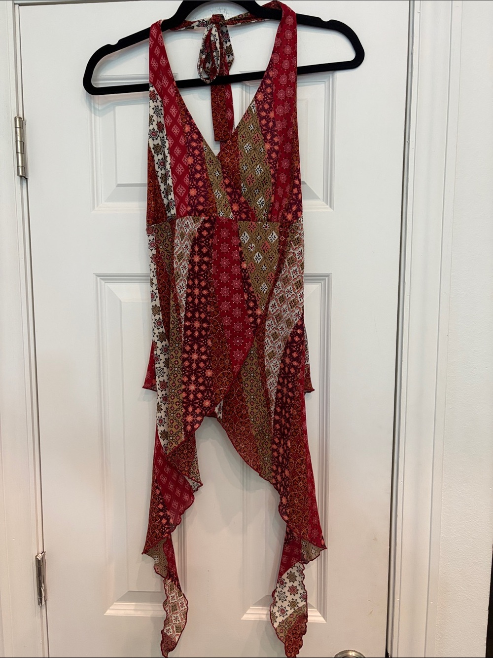 VTG Moda International Y2K Patchwork Halter Top Sz M